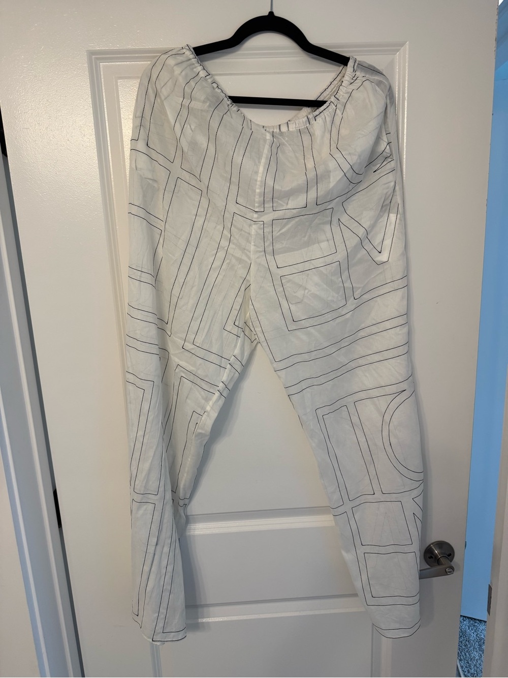 Toteme Monogram cotton-blend pj bottoms white/black